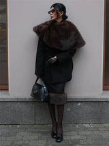Elegant Fur & Feather 2-Piece Maxi Set