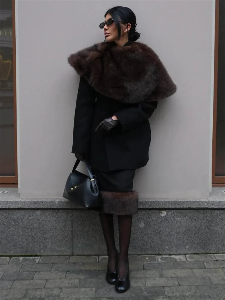 Elegant Fur & Feather 2-Piece Maxi Set