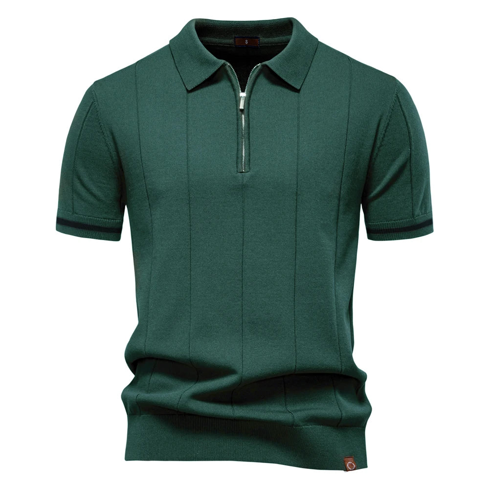 AIOPESON Men's Slim Fit Zipper Polo Shirt | Sport & Office
