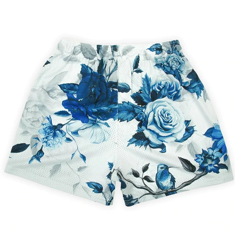 Rose Embroidered Hip Hop Shorts