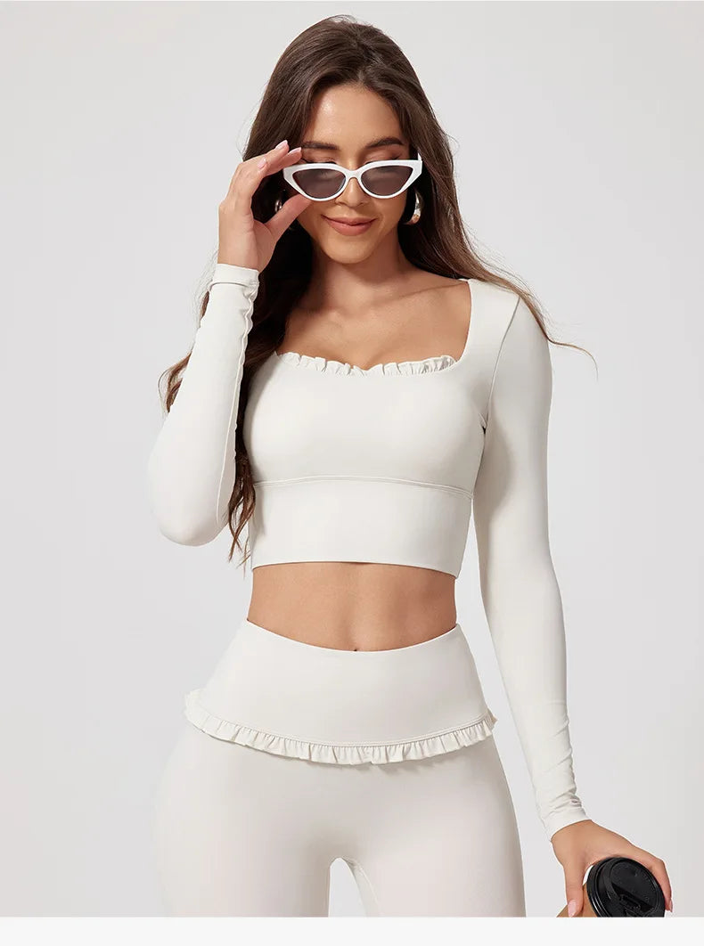Premium Women’s 2-Piece Yoga & Gym Set – Long Sleeve Quick-Dry Sportswear