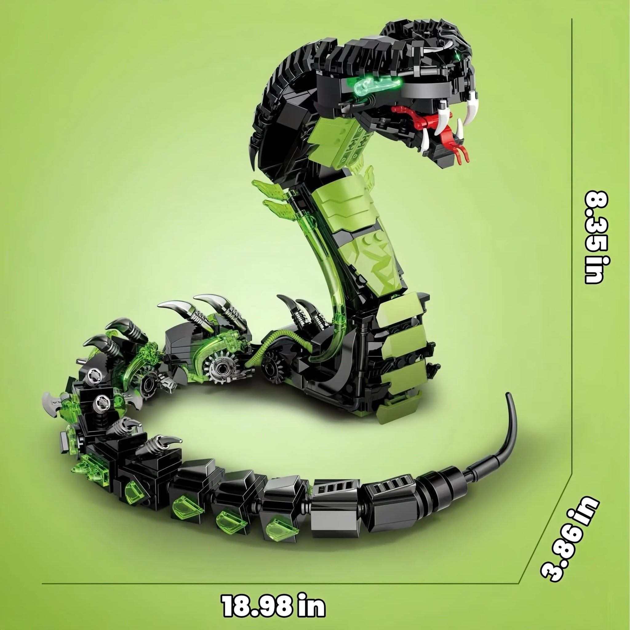 2025 Mechanical Snake Building Blocks Sets 689Pcs STEM Technological Cobra Animals Model Bricks Toys for Kids Childrens Toys MOC