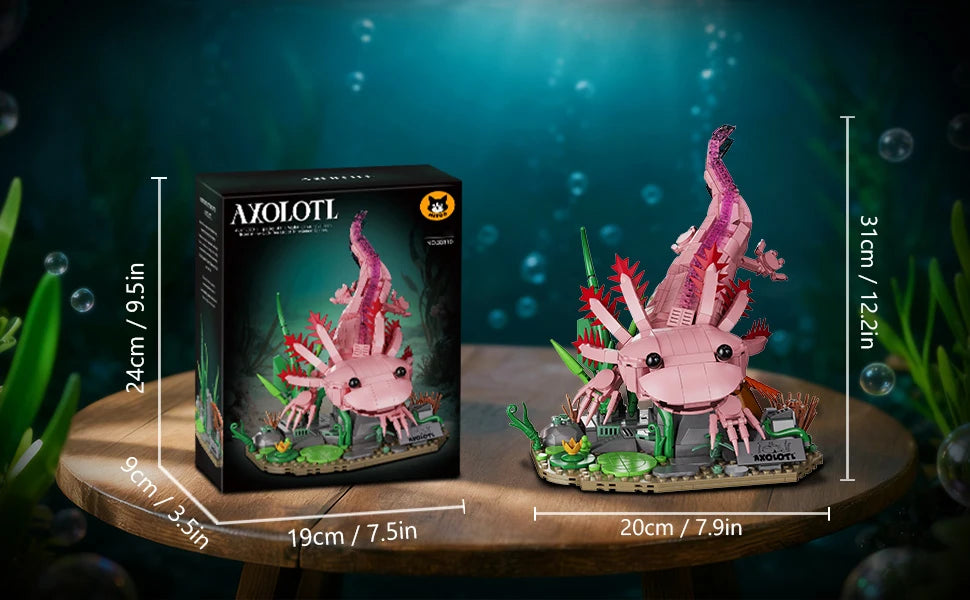 998PCS Creative Aquatic Amphibian Axolotl Model Building Blocks Construction Bricks Toy Gift For Adult