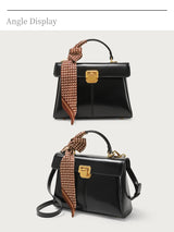 ITAMOOD Genuine Leather Handbag with Scarf | Luxury Designer Trendy Shoulder Bag Solid Color Commuting Bag | bags for women gift