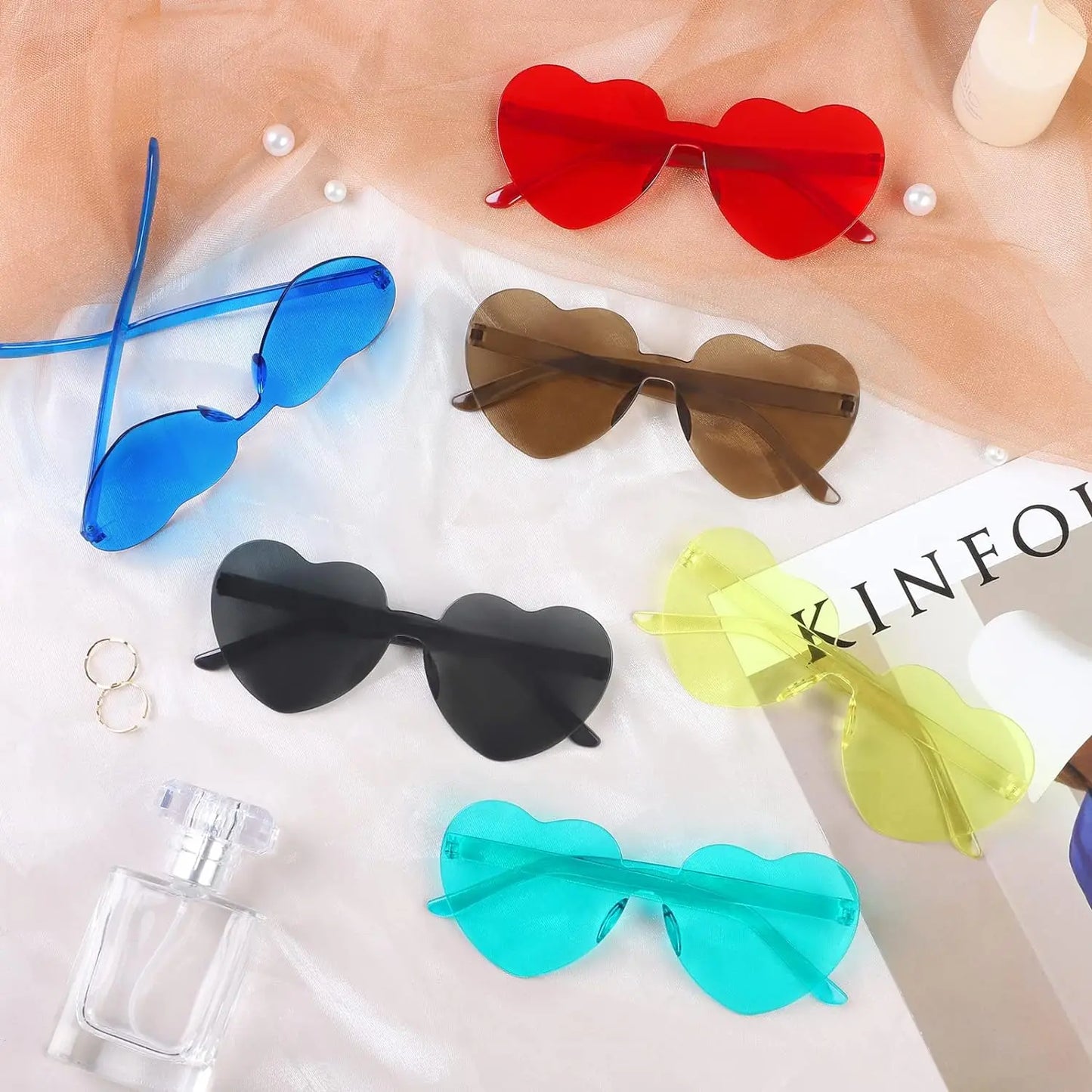 Women's Heart Sunglasses Wholesale 12-100PCS Wedding Bachelorette Bridesmaid Beach Party Multi-Color Photo Props Gifts