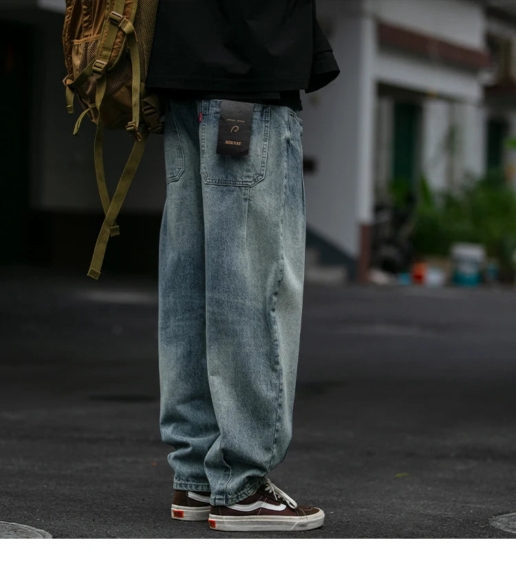 Men's Loose Fit Denim Cargo Jeans
