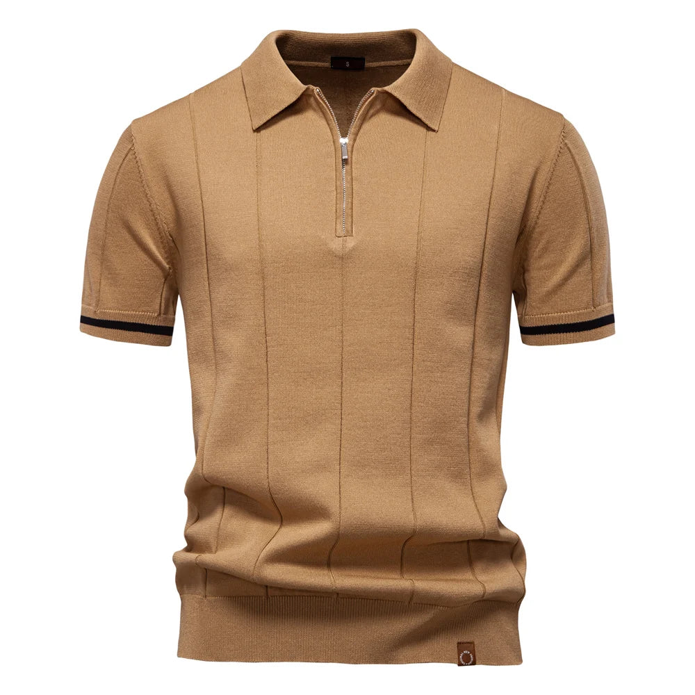 AIOPESON Men's Slim Fit Zipper Polo Shirt | Sport & Office