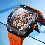 Fashion Luxury Men's Watch ONOLA Hollow Out Rudder Flywheel Fully Automatic Mechanical Waterproof Silicone Watches Clock