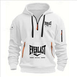 Men’s Printed Fleece Hoodie with Zipper Details