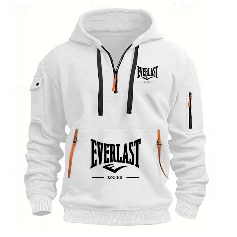 Men’s Printed Fleece Hoodie with Zipper Details