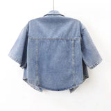 Vintage USA-Made Cropped Denim Jacket – Summer Short Sleeve Jean Top
