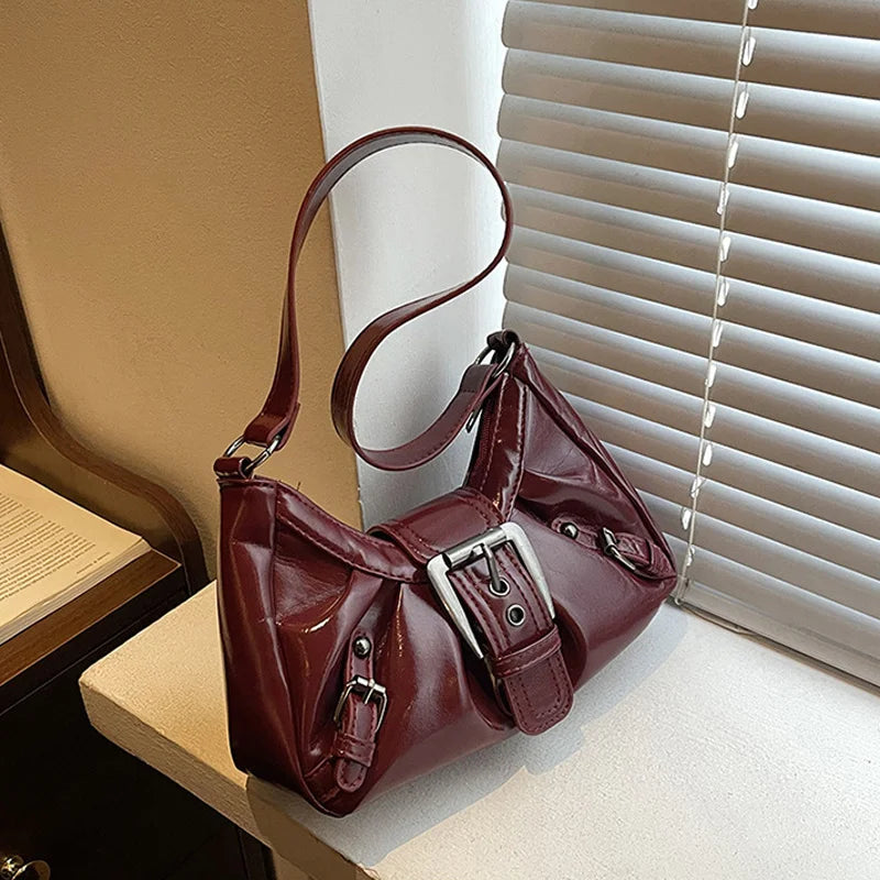 Y2K Retro Pleated Hobo Shoulder Bag for Women Hot Selling Maillard Style Underarm Bag Clutch Handbags for Travel Work Shopping