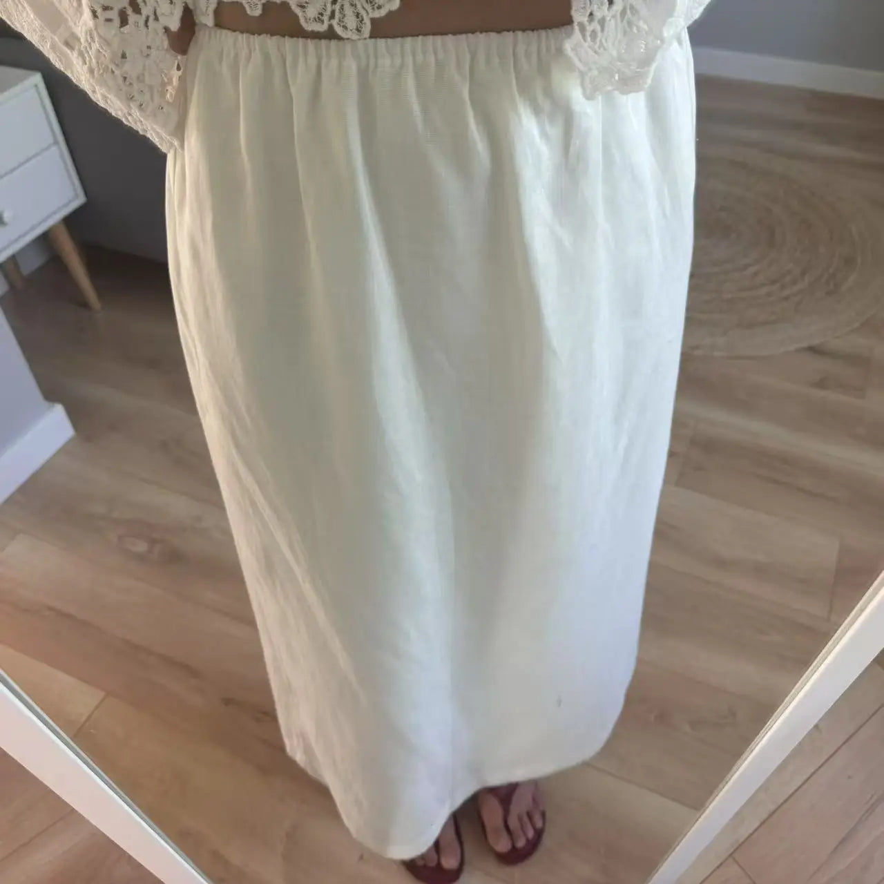 Women's Elegant Linen Midi Skirt – Summer 2025