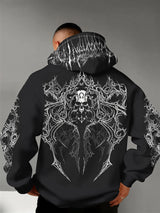 Men's Winter-Spring Hooded Sweatshirt with Skull Pattern for Casual Roller Skating Hip-Hop Streetwear