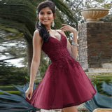 Beading V-Neck Cocktail Dress – Spaghetti Strap Mini Gown