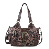 Women Handbag Stitching Leopard Top-handle Shoulder Bag PU Dumpling Pack Multi-pockets Shoulder Bags Phone Money Pack