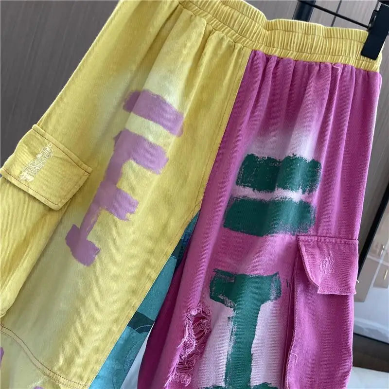 Women's Patchwork Denim Harem Pants | Streetwear
