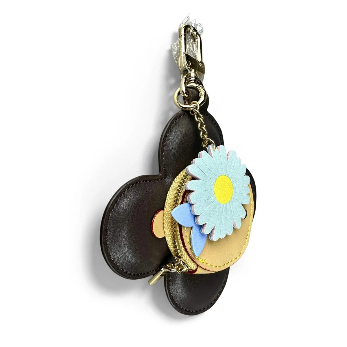 Real Leather Coin Purse with Daisy Charm-Cute Keychain Bag Clip for Handbag-Detachable Daisy Flower Accessory-Gift For Women