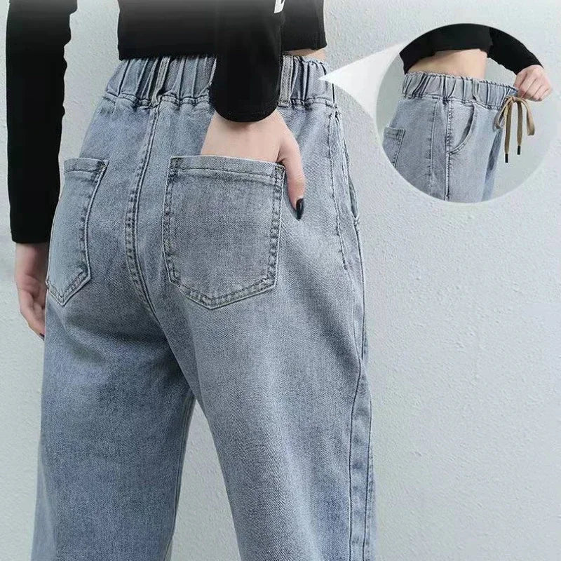 Women's High-Waist Cargo Jeans – Relaxed Straight Leg