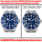 Watchdives WD1969 Pro 38mm Quartz Watch VH31 Sweep Seconds Movement 20Bar Waterproof BGW9 Blue Luminous Sapphire Glass Watches