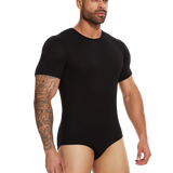 Mens Short Sleeve Full Body Shaper Bodysuit Tummy Control Romper Pajamas Waist Trainer Slimming Shapewear Underwear Undershirts