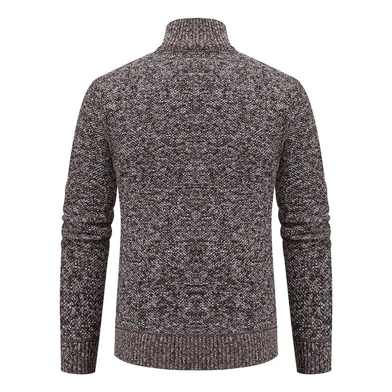 Men’s Fleece-Lined Stand Collar Cardigan
