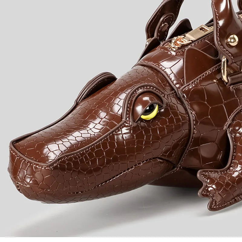 New Trendy Crocodile Shape Handbag for Women, Europe and America Fashion Tote Designer Female Casual Shoulder Crossbody Bag Ins