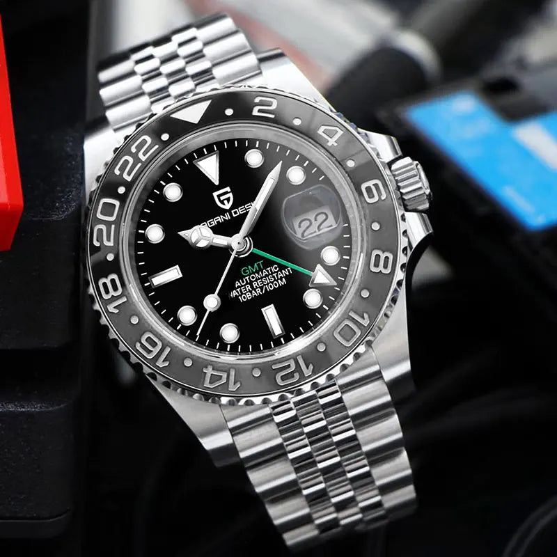 PAGANI DESIGN Men Watch GMT40mm Mechanical Watch Top Brand Sapphire Glass Stainless Steel Waterproof Clock RelogioMasculino Gift