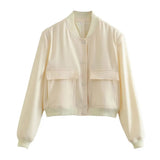 Women’s Vintage Utility Bomber Jacket – Chic Button-Down Outerwear