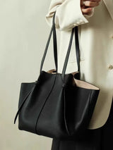 YUZEFI Women Tote Bag Solid Color Retro Minimalist Relaxation Luxury Versatile Daily Commuter Travel Large Capacity Shoulder Bag