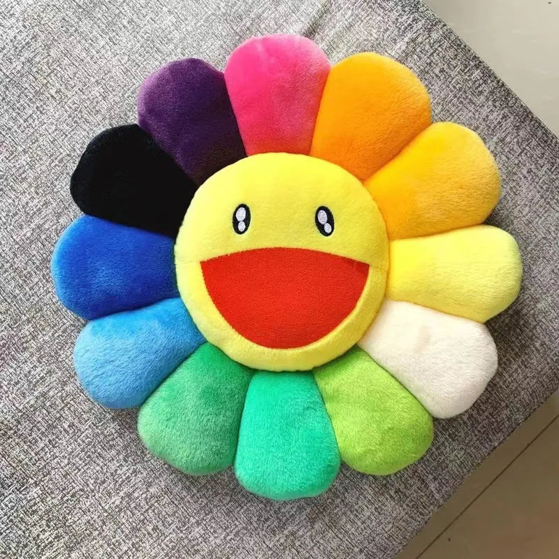 Rainbow Daisy Children's Plush Pillow, Japanese, Sunflower, Floor Game Mat Seat Pillow Sofa House Car Decoration Plush Pillow