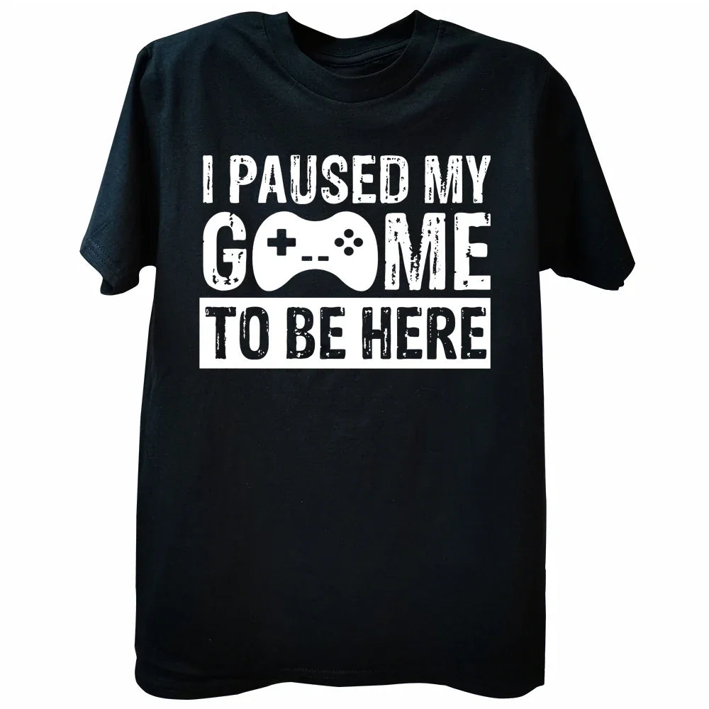 Men's Gaming Graphic T-Shirt — "I Paused My Game" Funny Print Tee