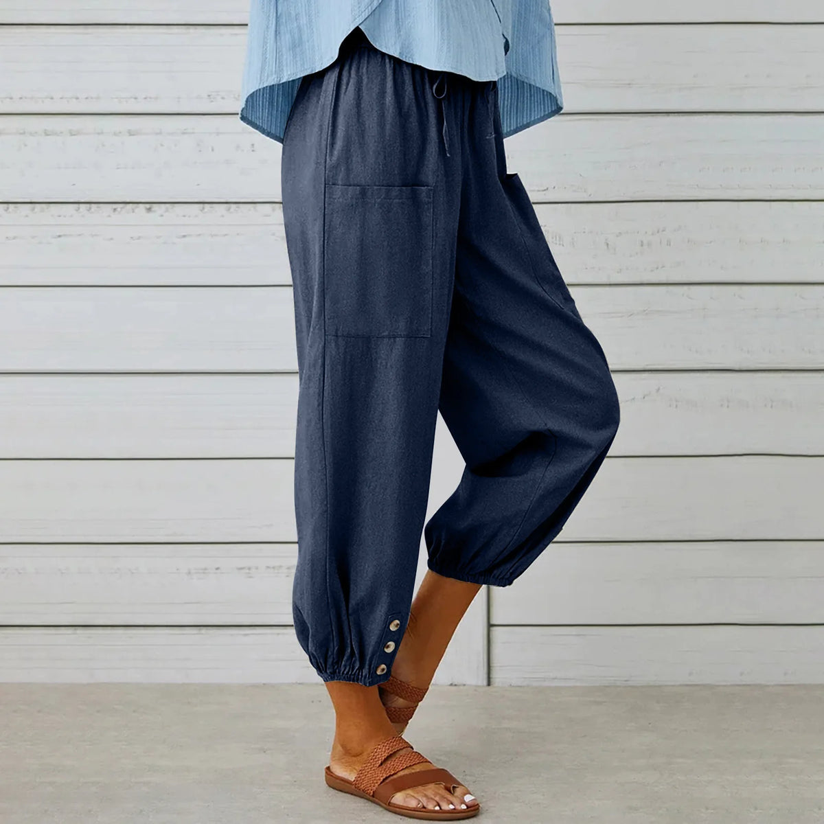 Women's High-Waist Cotton Linen Pants