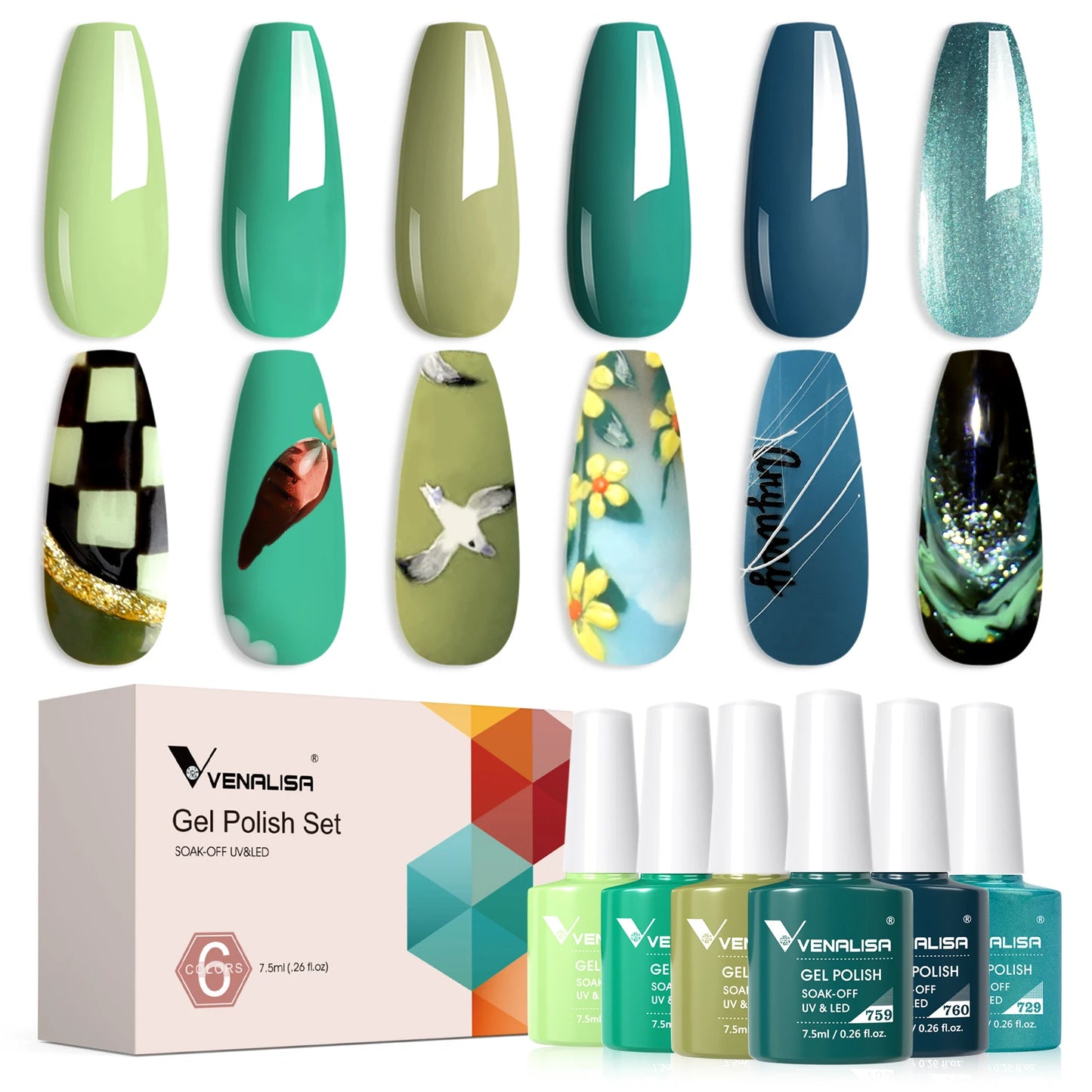 Venalisa HEMA-Free Gel Polish Kit | 6 Shades, 7.5ml