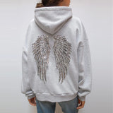 Trendy Creative Hooded Sweatshirt Wing Patterns Chic Designed Fashion Casual Long Sleeved Tops Versatile Women's Autumn Wear