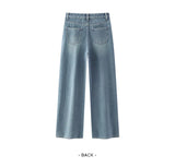Women's High-Waist Fleece-Lined Wide-Leg Jeans