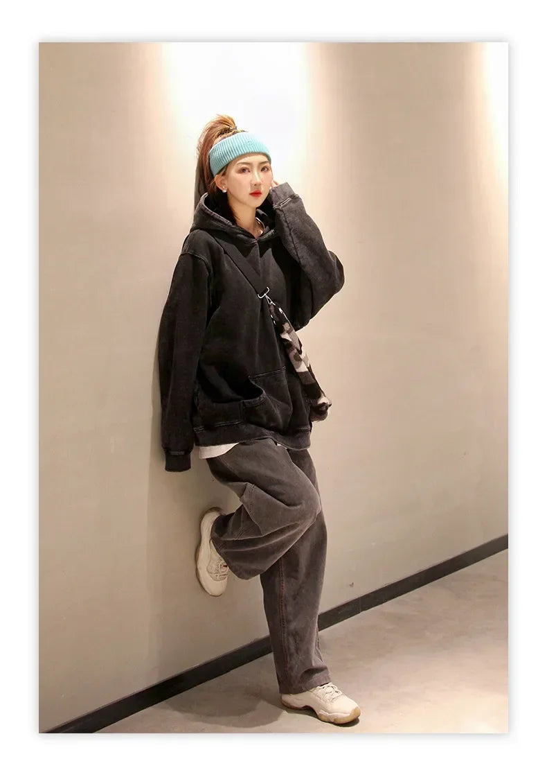 Vintage Wash Oversized Cotton Hoodie