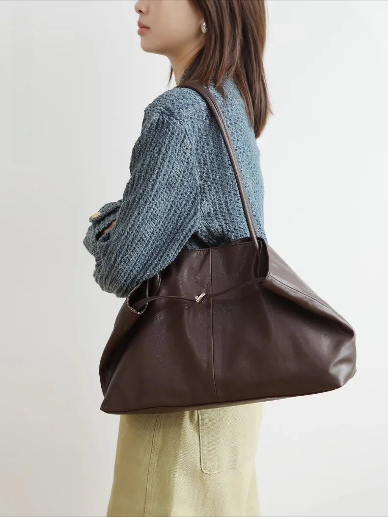 Motingsome Oversized Natural Leather Woman Bags 2025 New Fashion Handbag and Purses Large Capacity Commuter Bag Casual Tote