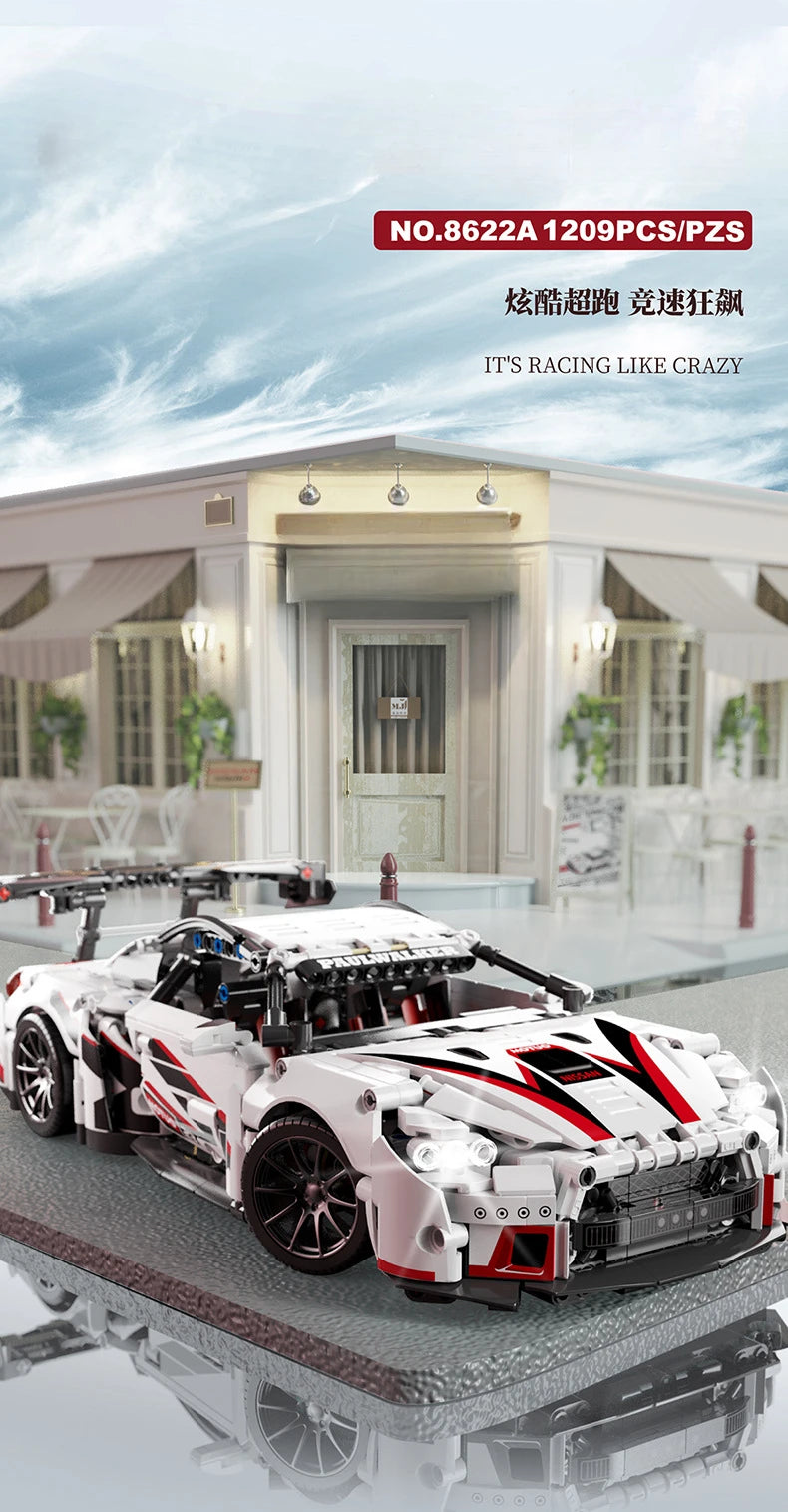 Building blocks compatible with concept White Sports car Super Racing Building Blocks Brick model Speedcar Children's gift