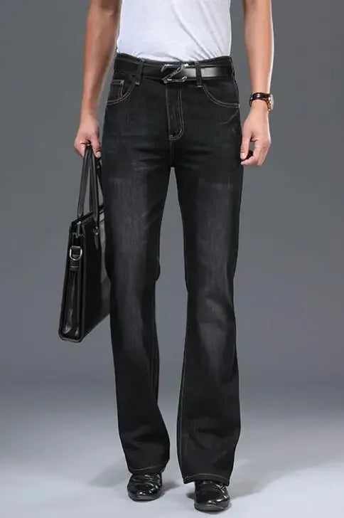 Men's Flared Jeans with Mid-Rise Waist