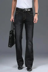 Men's Flared Jeans with Mid-Rise Waist