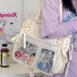 Italife Luxury Large Ita Bag with Ribbon ACG Display Women Blue Big Clear Shoulder Bag with Pin Insert Girl Pink Itabag Bow H201