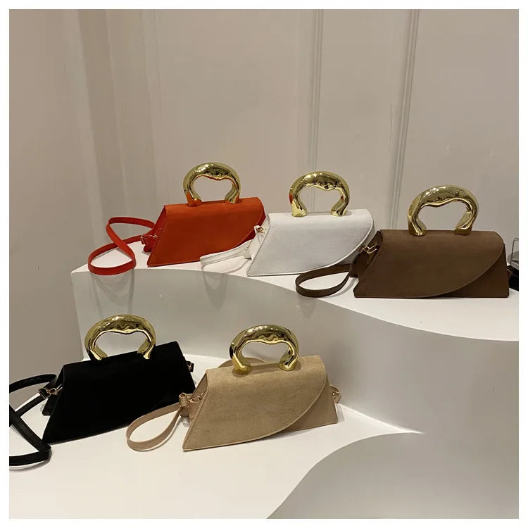 New Minimalist Design Shoulder Bag for Women Light Luxury Large Capacity Casual Metal Hand-held Crossbody Bags Female Handbag