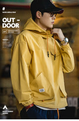 Maden Casual Outdoor Multi-pocket Hooded Men's Jackets Spring Fall Loose Windbreak Parka Ginger Climbing Outerwear Track Jacket