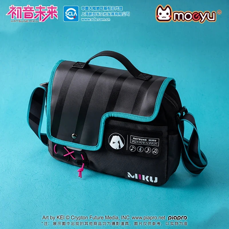 Bandai Hatsune Miku Buckle Shoulder Bag Cartoon Hatsune Miku Large Capacity Cool Storage Bag Anime Peripherals Holiday Gifts