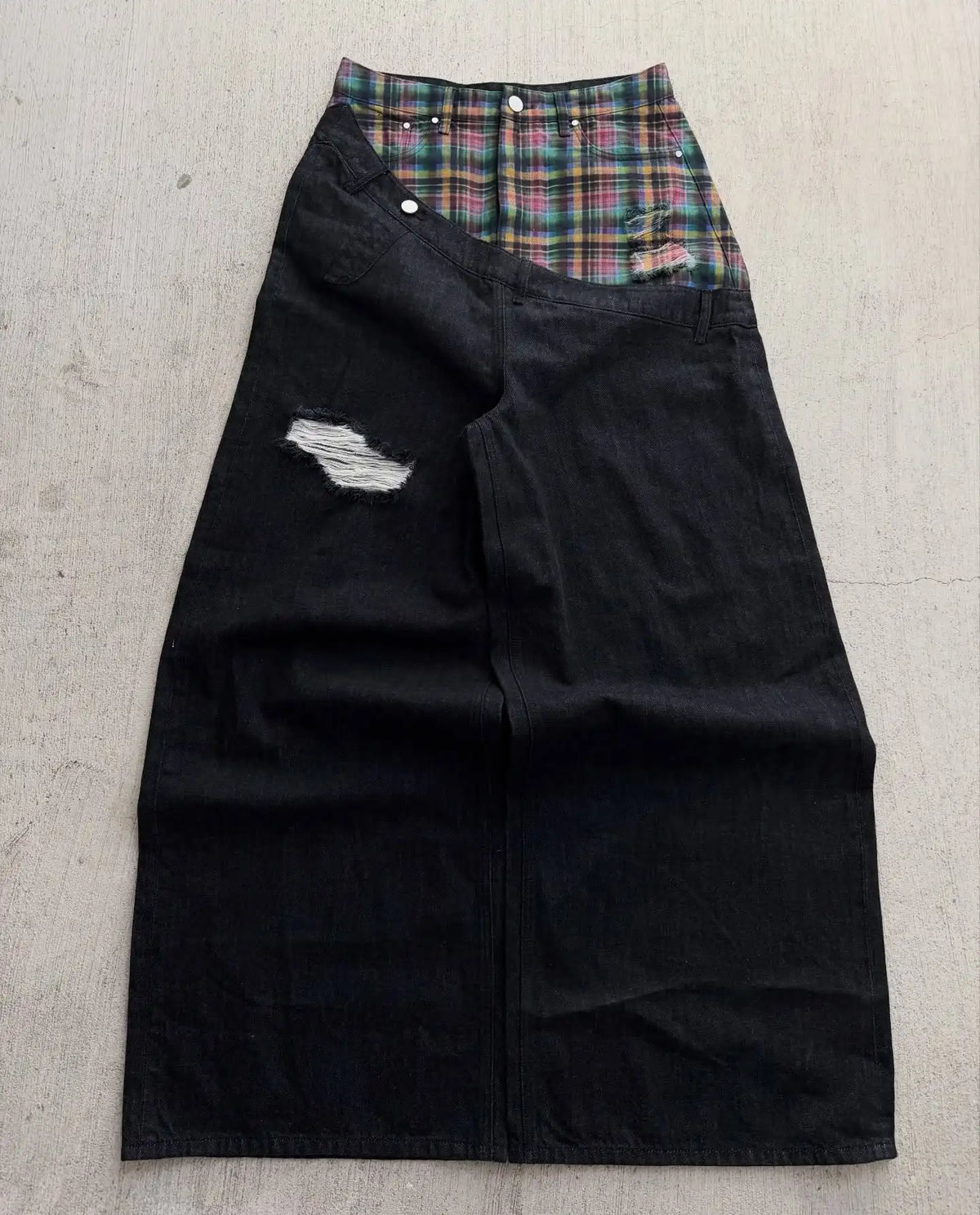 Unisex Y2K Plaid Baggy Jeans