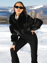Women’s Faux Fur Trim Ski Jumpsuit