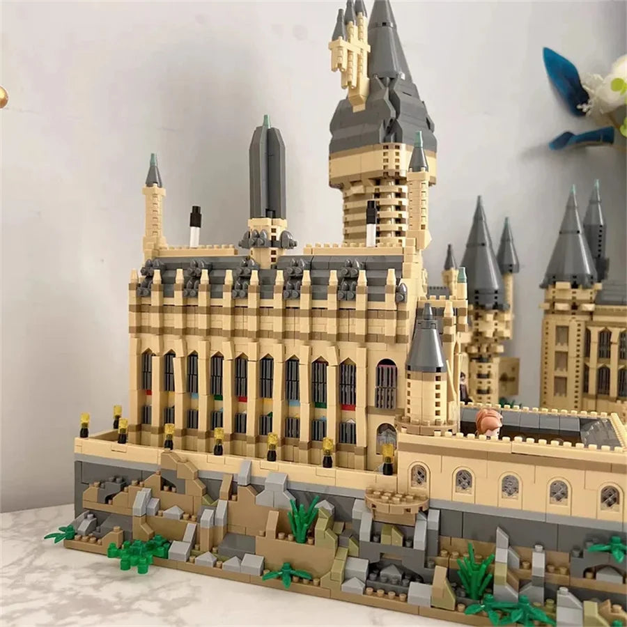 New Magic Castle Micro Building  Blocks Light Up Street View Architecture Creative MOC Model Kit  Kids Christmas Birthday Gifts