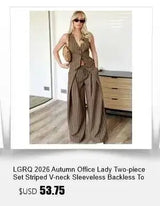LGRQ Women's Casual Two-piece Set Fashion Lapel Long Sleeved Cardigan Jacket Elastic Waistband Tied Pants 2026 Summer 19DB1008