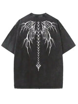 Black Vintage Washed Batik Cotton Oversized Graphic Tee